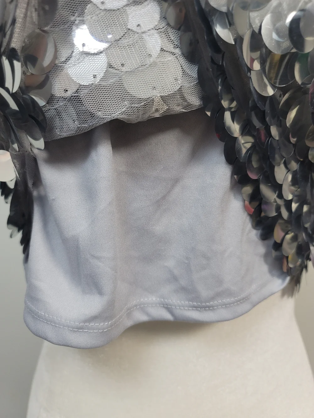 NWT Wild Fable Silver Paillette Sequin Crop Top - Jumbo Disco Mirror Tank XS - Picture 4 of 5